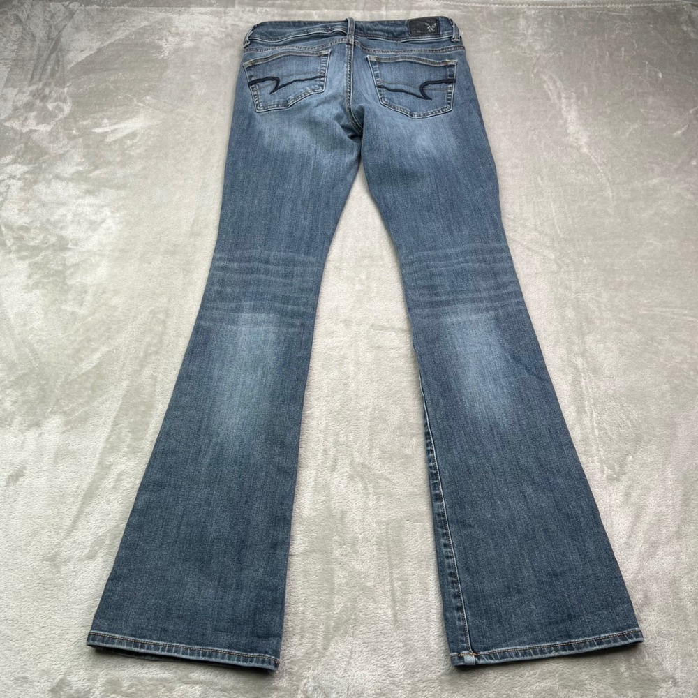 American Eagle Kick Boot Jeans Womens 0 Long Blue Medium Wash Super Stretch